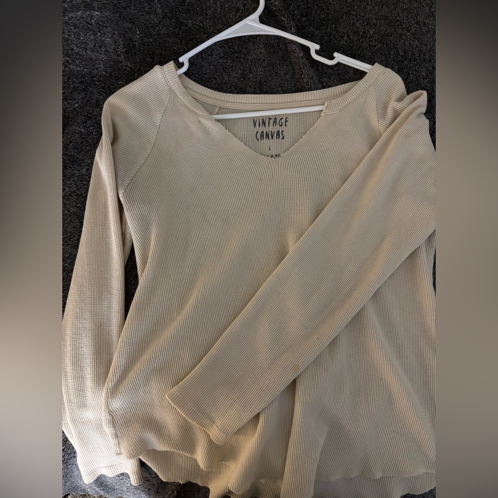 Cream waffle knit top